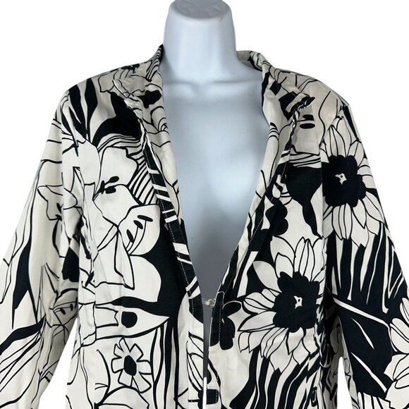 Erin London Women's Floral Black & White Blazer Jacket Size L - Picture 3 of 7
